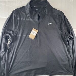 Nike Running Pullover Womens 2X Black Dri-FIT  Athletic 1/4 Zip Long Sleeve